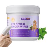 HICC PET Köpekler ve Kediler için Diş Temizleme Mendilleri, Plak ve Tartar Oluşumunu Çıkararak Ağız Kokusunu Giderin, Tek Kullanımlık Köpek Parmak Diş Fırçası Nazik Evcil Hayvan Diş Bakım Mendili, 50