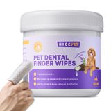 HICC Pet Köpekler ve Kediler için Diş Temizleme Mendilleri, Plak ve Tartar Oluşumunu Çıkararak Kötü Nefesi Giderin, Tek Kullanımlık Köpek Parmak Diş Fırçası Nazik Evcil Hayvan Diş Bakım Mendilleri, 50
