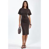 Hiccup BUSEM Drape Detaylı Dikey Yaka Mini T-Shirt Elbisesi