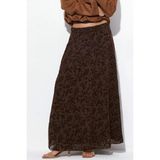 Hiccup Kadınlar BDART Çiçek Desenli Yüksek Bel Maxi Etek Mocha Kahvesi - XL