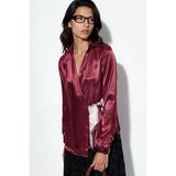 Hiccup Kadınlar Bdart Kadın Saten Bağlamalı Gömlek Bordo Kırmızı - 2XL - Bordo - Kırmızı