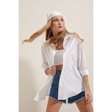 Hiccup Kadınlar BDART Oversize Poplin 2’li Gömlek Beyaz - 5XL