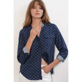 Hiccup Kadınlar Bdart Oversize Puantiyeli Dokuma Gömlek Lacivert - XL