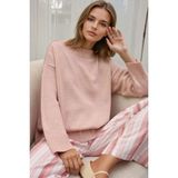 Hiccup Kadınlar Bisiklet Yaka Relax Fit Yumuşak Triko Kazak Parlak Pembe
