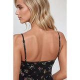 Hiccup Kadınlar Desenli Askılı Bodycon Maxi Elbise Siyah