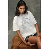 Hiccup Kadınlar Kadın %100 Pamuk Bisiklet Yaka Oversize Beyaz Baskılı T-Shirt Tozlu Beyaz