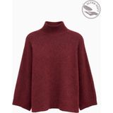 Hiccup Kadınlar Mıxray Oversize Fitilli Balıkçı Yaka Kazak Bordo Kırmızı - Bordo - Kırmızı