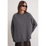 Hiccup Kadınlar Mixray Oversize Triko Kazak Koyu Gri