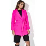 Hiccup Kadınlar Msn Kısa Kuşaklı Şal Yaka Blazer Parlak Pembe - XL