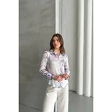 Hiccup Kadınlar MY FASHION Dokulu Soyut Baskılı Düğmeli Gömlek Lila Mor - Lila - Mor