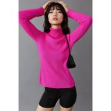 Hiccup Kadınlar MY FASHION Fitted Dokulu Balıkçı Yaka Kazak Macenta Pembesi - Standart