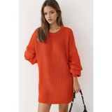 Hiccup Kadınlar MY FASHION Oversize Uzun Triko Kazak Parlak Turuncu - Standart