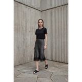 Hiccup Kadınlar MY FASHION Yüksek Bel Saten Midi Etek Siyah