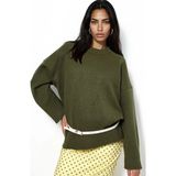 Hiccup Kadınlar Oversize Bisiklet Yaka Örme Kazak Yeşil