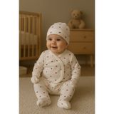 HİD MARKET 0-3 Ay Bebek Takımları, Bebek Zıbın, Patikli Pantolon, Şapka 3'lü Set, Erkek & Kız Bebek Takımları