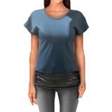 Hidden Beauty Yuvarlak Yaka Dar Kalıp Şifon Detay Etek Yan Yırtmaçlı Parlak Kumaş Kısa Kol T-shirt