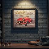 Hidgar Vintage Kırmızı Klasik Araba Metal Kabartmalı Tablo Retro Duvar Dekoru Ofis ve Bar Aksesuarı