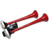 HİDO 24V Havalı Korna Kırmızı 2 Borulu Düz