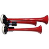 HİDO 24V Havalı Korna Kırmızı 3 Borulu Düz 349-392-440Hz 570B-24