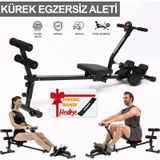 Hidrolik Katlanabilir Kürek Çekme Aleti Gösterge Ev Kardiyo Tüm Vücut Egzersiz + Direnç Lastiği
