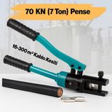 Hidrolik Papuç Sıkma Pensesi 16-300 mm Kablo Kesiti 70 Kn Profesyonel Tip Krimp 7 Ton Elektrik Pano - Mavi