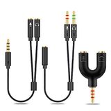 HIEbee 2'si 1 arada 3,5 mm kulaklık ayırıcı adaptör (mikrofon + ses) kadın erkek ve erkek kadın stereo jak Y kablosu PS4, PS5, Nintendo Switch, telefon, dizüstü bilgisayar için uyumlu (3'ü 1 arada