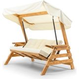 Hier Belek Swing Ahşap Dış Mekan Bahçe Balkon ve Teras Salıncağı Açık Renk Ağaç Salıncak - Krem