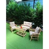 Hier Mardin Bahçe Balkon Mobilyası 2+1+1+Masa Premium Ahşap Bahçe Takımı Balkon Mobilyası