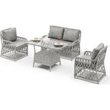 Hier Med Rattan Bahçe Balkon Mobilyası 2+1+1+Masa Bahçe Takımı Balkon Mobilyası - Gri