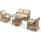 Hier Med Rattan Bahçe Balkon Mobilyası 2+1+1+Masa Bahçe Takımı Balkon Mobilyası - Kahverengi