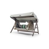 Hier Swing Saltanat Ahşap Rattan Salıncak Dış Mekan Bahçe Balkon ve Teras Salıncağı Gri