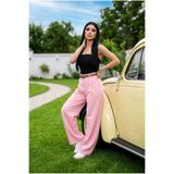 hies KADIN PEMBE DOUBLE PALAZZO PANTOLON 2 CEPLİ KIRIŞMAZ KUMAŞ KEMER DETAYLI = KEMER + PANTOLON