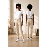 Hies Krem Mom Jeans,yüksek Bel Likralı Esnek Kadın Mom Kot Pantolon - 44