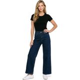Hies Salaş Palazzo Kot Pantolon - Denim Kumaş Likralı ,bol Paça Kadın Jeans - Lacivert - 40