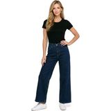 Hies Salaş Palazzo Kot Pantolon - Denim Kumaş Likralı ,bol Paça Kadın Jeans - Lacivert - 42
