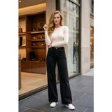 Hies Salaş Palazzo Kot Pantolon - Denim Kumaş Likralı ,bol Paça Kadın Jeans - Siyah - 32