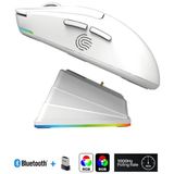 Hietech Kablosuz Rgb Ultra Hafif 51GR Şarj Istasyonlu 6.400 Dpı Gaming Oyuncu Mouse Bluetooth + 2.4g + Kablolu Oyuncu Mouse - Beyaz