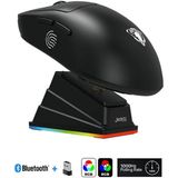 Hietech Kablosuz Rgb Ultra Hafif 51GR Şarj Istasyonlu 6.400 Dpı Gaming Oyuncu Mouse Bluetooth + 2.4g + Kablolu Oyuncu Mouse - Siyah