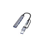 Hietech USB Hub Çoklayıcı Metal USB-C + USB Çoklayıcı Type-C ve USB Bağlantılı 3.0 Metal 4 Usb USB Hub