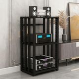HiFi Standı, 3 Katmanlı Medya Depolama Standı Ayarlanabilir Stereo HiFi Raf Ses Bileşen Dolabı Oturma Odası Oyun ve Kayıt Stüdyo Mobilyaları için Kolay Montaj