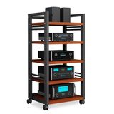 HiFi Standı, 5 Katmanlı HiFi Standı Ayarlanabilir AV Medya Rafı Oturma Odası için Hareketli Ses Kulesi CD Çalar ve Stereo Raf Dolabı Ev/Ofis/Tiyatro Mobilyaları (A)