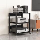 HiFi Standı, HiFi Stand 2/3/4/5/6 Katmanlı Hareketli AV Medya Standı Ses Rafı CD Çalar Standı Stereo Bileşenli Depolama Dolabı Yüksekliği Ayarlanabilir Ahşap Raflı Ev/Ofis/Tiyatro için, Siyah (5 T