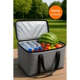 HİG HOME Gri 40 Litre Termos Çanta | Yalıtımlı Plaj, Piknik, Kamp ve Günlük Kullanıma Uygun Termal Çanta