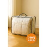 HİG HOME Hurç 41x51x16 cm Yorgan, Battaniye Saklama ve Düzenleme Çantası - Saplı & Fermuarlı