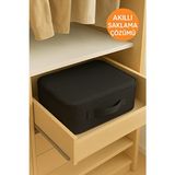 Hig Home Iki Bölmeli Fermuarlı Saklama Hurcu L Dolap Içi Düzenleyici Çanta L Dayanıklı Kumaşlı Organizer - Siyah - 25 x 37