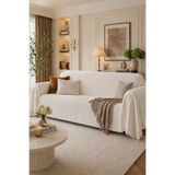 HİG HOME Premium Çizgili Kırık Beyaz Koltuk Örtüsü – Kaymaz, Şık ve Modern Tasarım