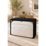 HİG HOME Şeffaf Yorgan Hurcu 42x53x20 cm – Battaniye Uyumlu, Fermuarlı, Geniş Hacimli Dolap İçi Düzen Çantası