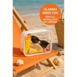 Hig Home Su Geçirmez Şeffaf Plaj Çantası Tatil İçin Organizer Beyaz