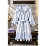 Hig Store %100 Pamuk Dokuma Kapüşonlu Cepli Unisex Pike Bornoz Ultra Yumuşak (M/l/xl) Beden - Bebe Mavi