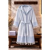 Hig Store %100 Pamuk Dokuma Kapüşonlu Cepli Unisex Pike Bornoz Ultra Yumuşak (M/l/xl) Beden - Lacivert